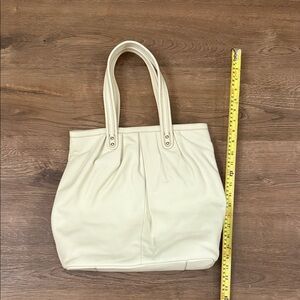 Calvin Klein Cream Leather Tote Bag